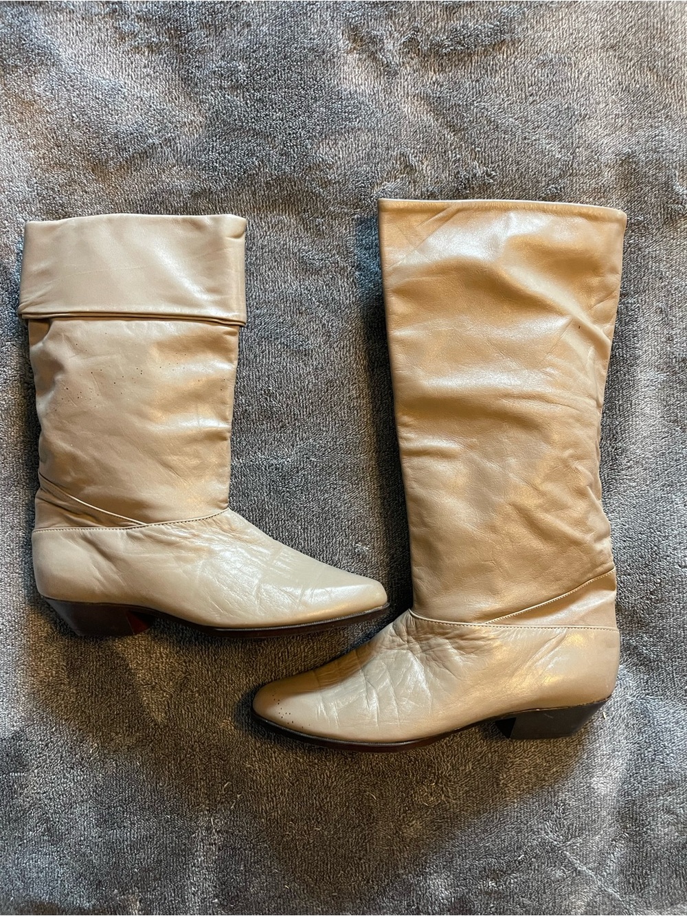 Dexter Women's Tall Cream Leather Boots – Made in USA - Classic Knee-High Style